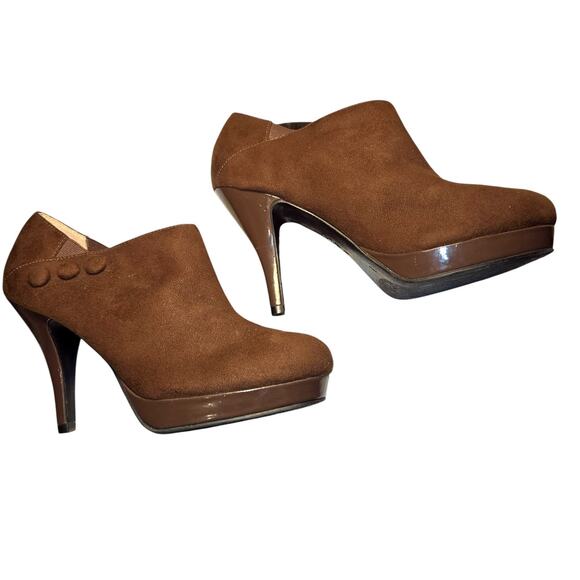 M.P.S. 9 Brown Women's Suede 4 Inch High Heel Ankle Boot Stiletto Shoes - Picture 5 of 7